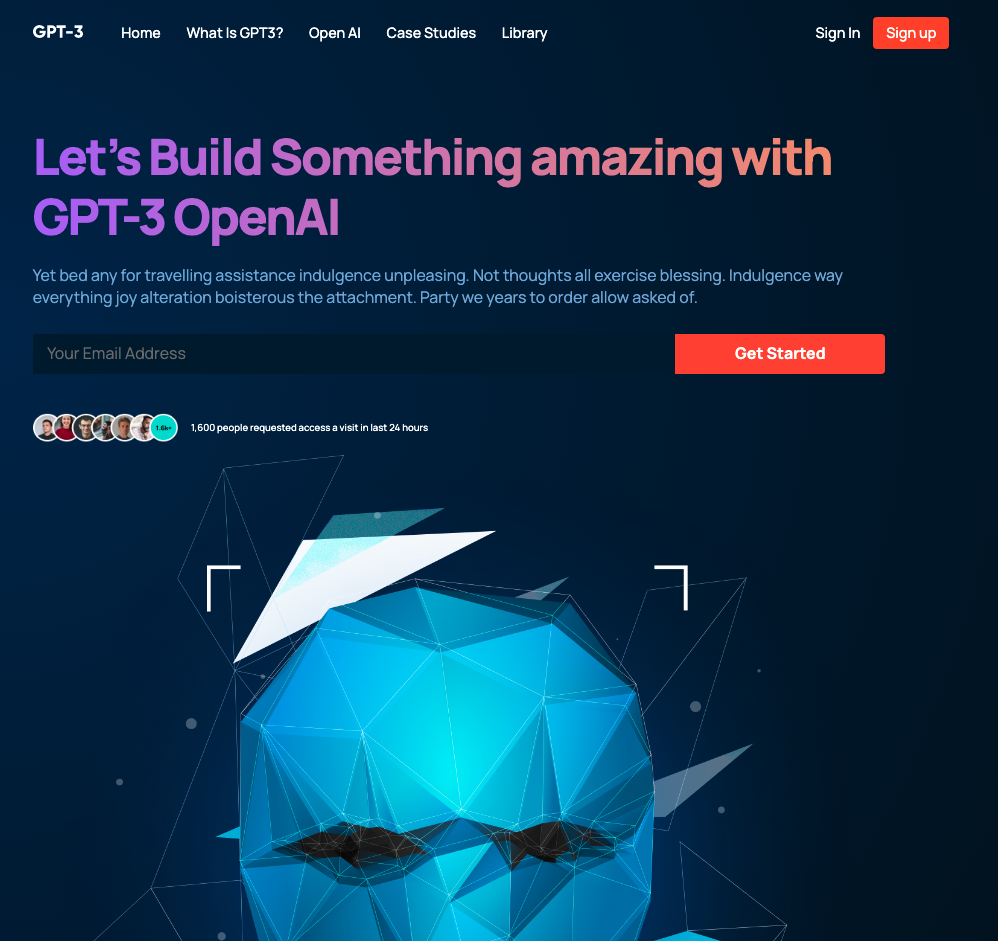 GPT3 React website